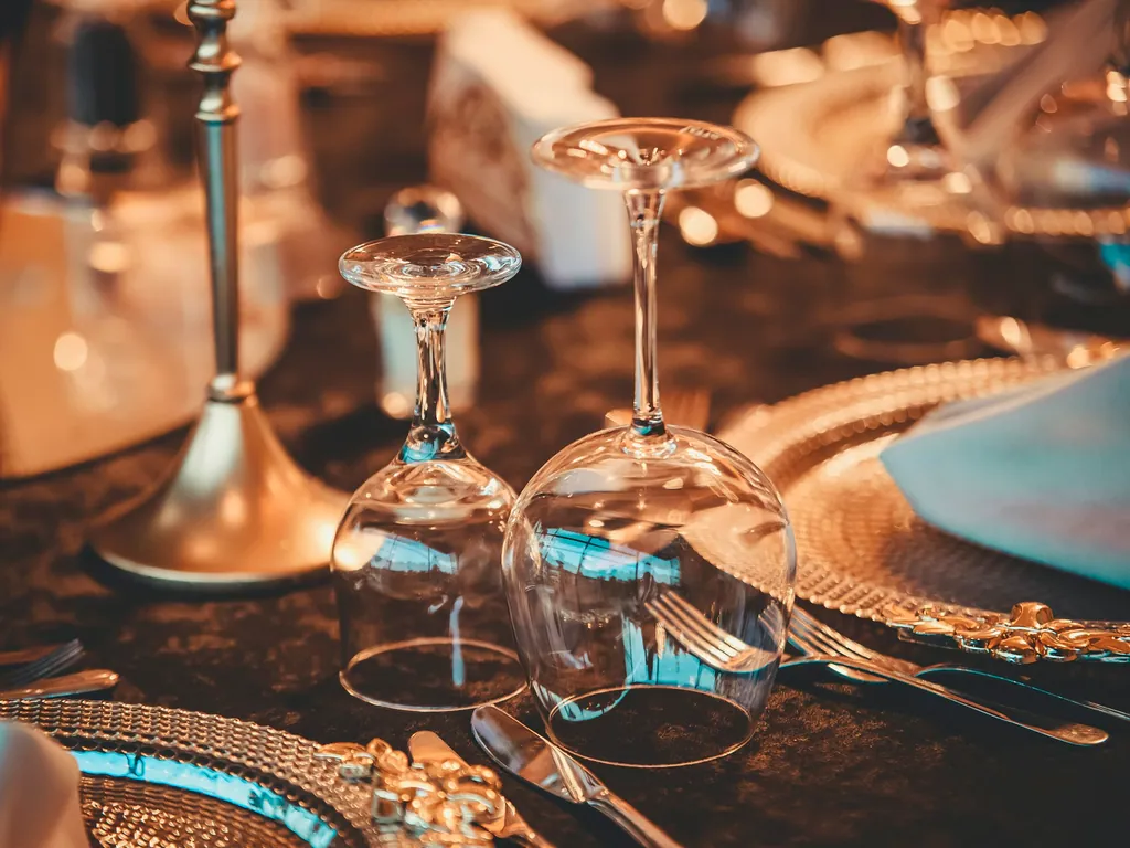 Commercial glassware imagery in a refined hospitality setting