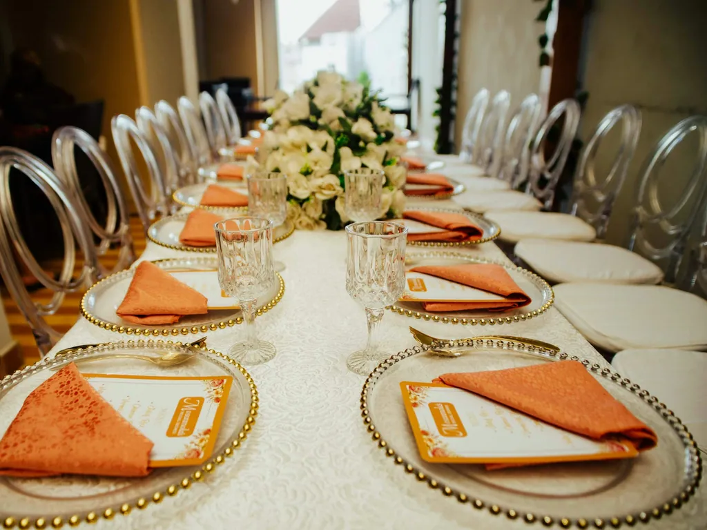 Illustrative event venue table setting
